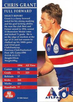 1995 Select AFL #62 Chris Grant Back